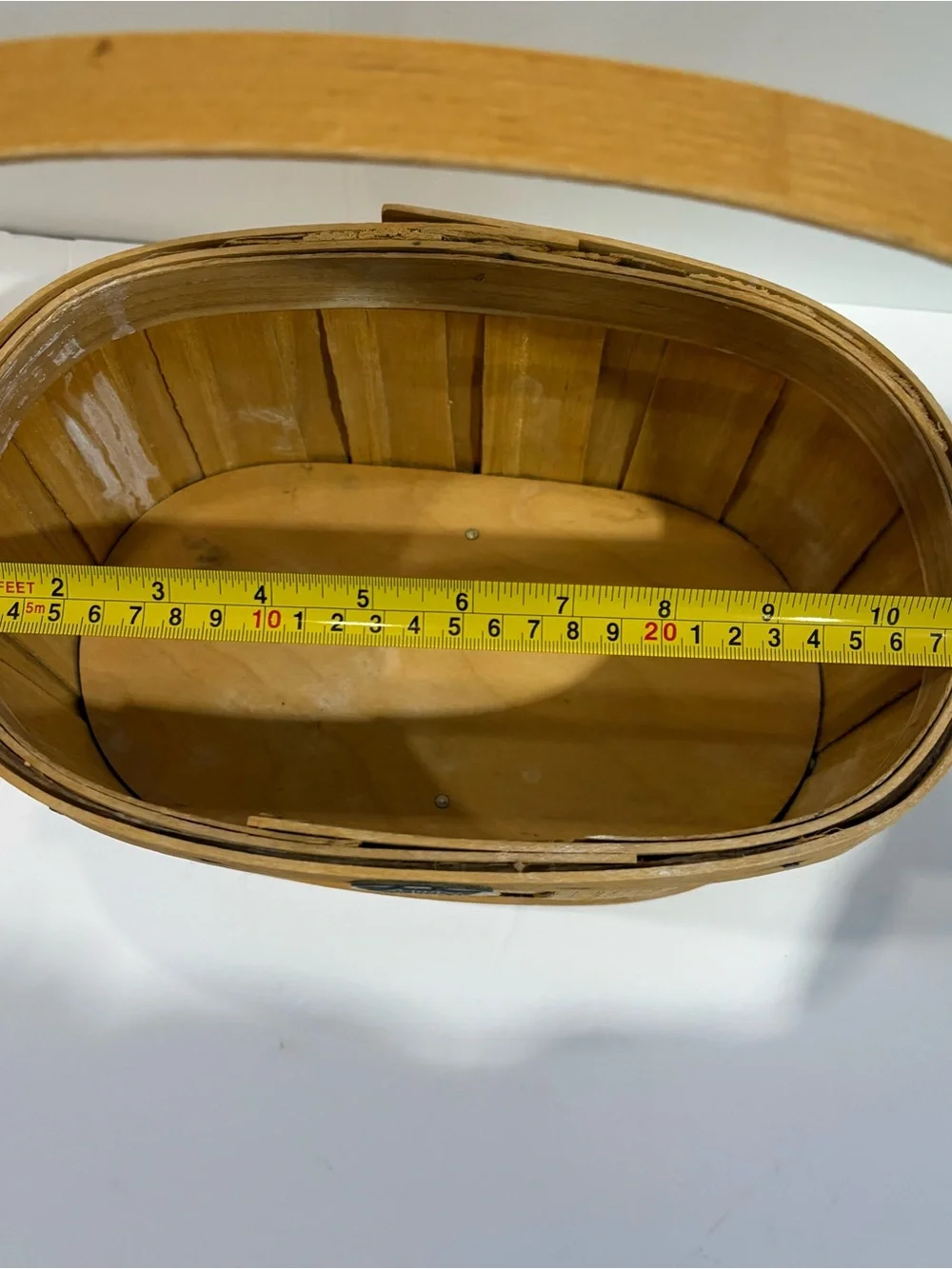 Vintage Peterboro Basket Co Woven Wood Basket Handle Rectangle 11